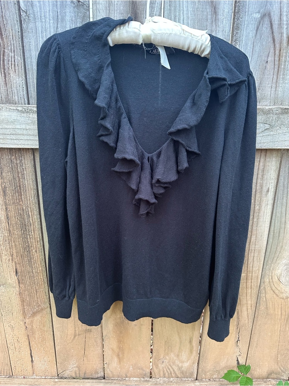 Lauren Ralph Lauren black ruffle sweater